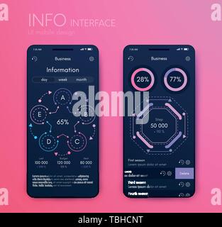 Vektorgrafiken mobile Infografiken mit drei und fünf Optionen. Vorlage für die Erstellung von mobilen Anwendungen, Workflow Layout, Schaltplan, Banner, Web Stock Vektor