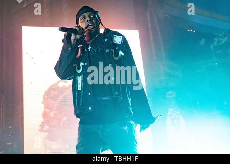 Mai 31, 2019 - Milwaukee, Wisconsin, US-Rapper SKI MASKE DER EINBRUCH GOTTES (STOKELEY CLEVON GOULBOURNE) während der Death Race für die Liebe Tour auf der Rave (Eagles Ballroom) in Milwaukee, Wisconsin (Bild: © Daniel DeSlover/ZUMA Draht) Stockfoto