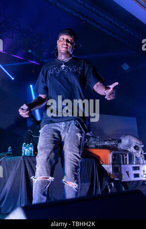 Mai 31, 2019 - Milwaukee, Wisconsin, US-Rapper SKI MASKE DER EINBRUCH GOTTES (STOKELEY CLEVON GOULBOURNE) während der Death Race für die Liebe Tour auf der Rave (Eagles Ballroom) in Milwaukee, Wisconsin (Bild: © Daniel DeSlover/ZUMA Draht) Stockfoto