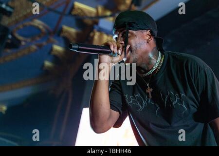 Mai 31, 2019 - Milwaukee, Wisconsin, US-Rapper SKI MASKE DER EINBRUCH GOTTES (STOKELEY CLEVON GOULBOURNE) während der Death Race für die Liebe Tour auf der Rave (Eagles Ballroom) in Milwaukee, Wisconsin (Bild: © Daniel DeSlover/ZUMA Draht) Stockfoto