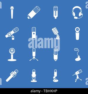 Mikrofon Symbole gesetzt - Sammlung von hochwertigen Audio Piktogramm-Vektor Stock Vektor