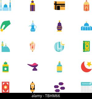 Ramadan Kareem Icons Set-islamischen Icons Set Vector Stock Vektor