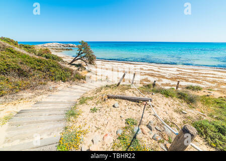 Kristallklares Wasser in Scoglio di Peppino Strand Stockfoto