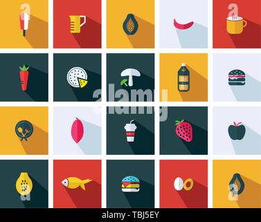Essen Zeichen Symbole gesetzt - Flachbild Vector Illustration Stock Vektor