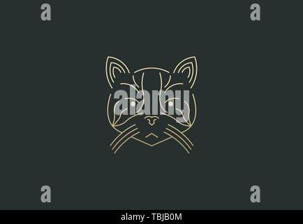 Cat logo geometrische Form - Lineare Cat head Logo illustration Stock Vektor