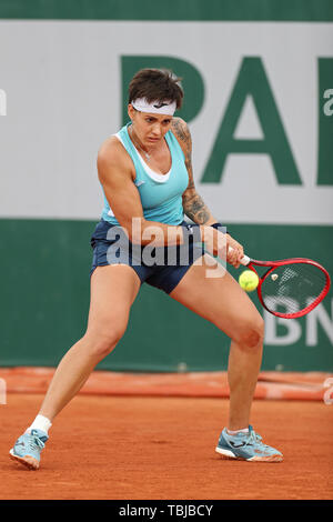 Paris, Frankreich, 30. Mai. Aljona Bolsova (ESP) während der French Open Tennis im Stade Roland-Garros, Paris am Donnerstag, den 30. Mai 2019. (Credit: Jon Bromley | MI Nachrichten) Stockfoto