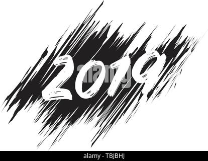 2019 Happy New Year Karte Design - Vektor Frohes neues Jahr gruss Abbildung mit farbigen 2019 zahlen Stock Vektor