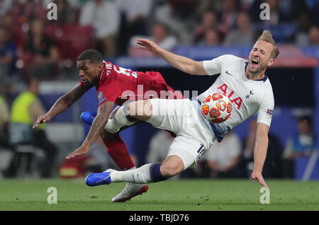 Madrid, Spanien. 01 Juni, 2019. Georginio Wijnaldum, Harry Kane, Tottenham Hotspur FC V Fc Liverpool Champions League Finale 2019, 2019 Quelle: Allstar Bildarchiv/Alamy Live News Credit: Allstar Bildarchiv/Alamy leben Nachrichten Stockfoto