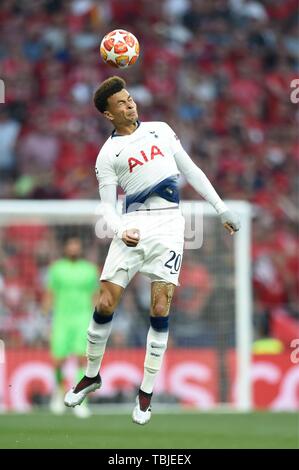 Madrid, Spanien. 01 Juni, 2019. DELE ALLI WÄHREND DES SPIELS Tottenham Hotspur FC vs FC Liverpool im Finale der UEFA CHAMPIONS LEAGUE. MADRID. Juni 1, 2019 Quelle: CORDON PRESSE/Alamy Live News Credit: CORDON PRESSE/Alamy leben Nachrichten Stockfoto