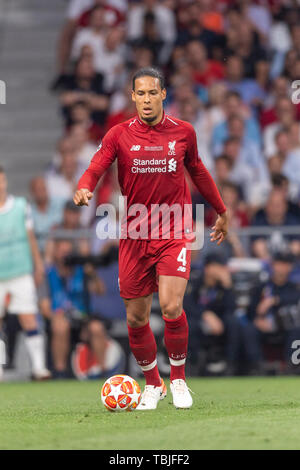 Virgil van Dijk (FC Liverpool) während der UEFA Champions League Finale zwischen Tottenham 0-2 FC Liverpool im Estadio Metropolitano in Madrid, Spanien, 1. Juni 2019. (Foto von Maurizio Borsari/LBA) Stockfoto