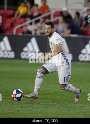 Washington DC, USA. 1. Juni 2019. San Jose Earthquakes Mittelfeldspieler (11) Vako während einer MLS Fußball Match zwischen der DC United und die San Jose Earthquakes bei Audi Feld in Washington DC. Justin Cooper/CSM/Alamy leben Nachrichten Stockfoto