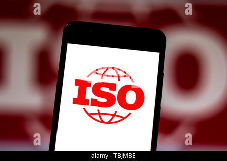Brasilien. 1. Juni 2019. In diesem Foto Abbildung: eine Internationale Organisation für Normung (ISO) Logo auf dem Smartphone angezeigt. Credit: Rafael Henrique/SOPA Images/ZUMA Draht/Alamy leben Nachrichten Stockfoto