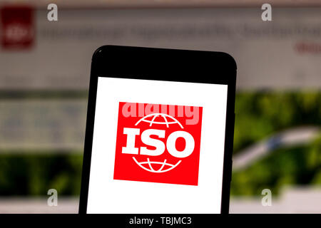 Brasilien. 1. Juni 2019. In diesem Foto Abbildung: eine Internationale Organisation für Normung (ISO) Logo auf dem Smartphone angezeigt. Credit: Rafael Henrique/SOPA Images/ZUMA Draht/Alamy leben Nachrichten Stockfoto