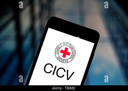 Brasilien. 1. Juni 2019. In diesem Foto ist eine Abbildung des Internationalen Komitees vom Roten Kreuz (Cicv) Logo gesehen auf dem Smartphone angezeigt. Credit: Rafael Henrique/SOPA Images/ZUMA Draht/Alamy leben Nachrichten Stockfoto