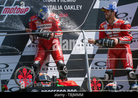 Mugello, Italien. 02 Juni, 2019. Gp Motorrad Podium Partei Credit: Unabhängige Fotoagentur/Alamy leben Nachrichten Stockfoto