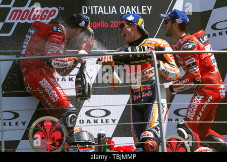 Mugello, Italien. 02 Juni, 2019. Gp Motorrad Podium Partei Credit: Unabhängige Fotoagentur/Alamy leben Nachrichten Stockfoto