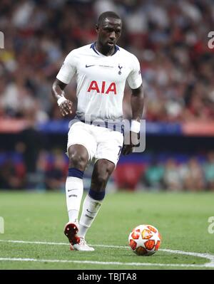 Madrid, Spanien. 1. Juni 2019. firo: 01.06.2019 Fußball, Fußball: Uefa Champions League, CL, CHL Saison 2018/2019 Finale, Finale, Finale Tottenham Hotspur - FC Liverpool 0:2 Spurs Moussa Sissoko, Single Action | Verwendung der weltweiten Kredit: dpa/Alamy leben Nachrichten Stockfoto