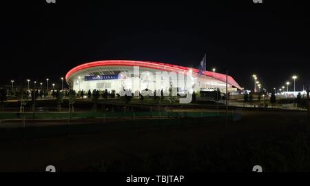 Madrid, Spanien. 1. Juni 2019. Madrid, Deutschland. 02 Juni, 2019. firo: 01.06.2019 Fußball, Fußball: Uefa Champions League, CL, CHL Saison 2018/2019 Finale, Finale, Endspiel Tottenham Hotspur - FC Liverpool Außen, Außen, Wanda Metropolitano, Atletico Madrid Stadion, Übersicht, Stadion Übersicht, aftertaufnahme, an aftert | Verwendung der weltweiten Kredit: dpa/Alamy leben Nachrichten Stockfoto