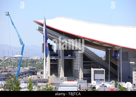 Madrid, Spanien. 1. Juni 2019. firo: 01.06.2019 Fußball, Fußball: Uefa Champions League, CL, CHL Saison 2018/2019 Finale, Finale, Finale Tottenham Hotspur - FC Liverpool Außen, Außen, Wanda Metropolitano, Atletico Madrid Stadion, Übersicht | Nutzung der weltweiten Kredit: dpa/Alamy leben Nachrichten Stockfoto