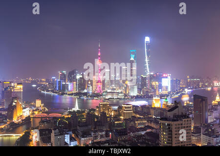 Lujiazui Shanghai Night scene Stockfoto