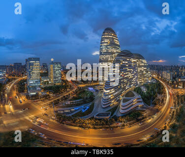 166.5.20 Wangjing Bereich Fotograf nutzt geschickt Panoramablick mosaic Technologie die Landschaft von Wangjing Bezirk zu präsentieren Stockfoto
