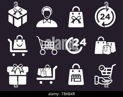 Shopping Icons Set Weiß Stock Vektor