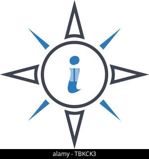 Richtung Kompass Informationen Symbol Vektor - Blau Stock Vektor