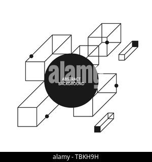 Abstrakte Schwarze und Weiße geometrische Linie isometrische Hintergrund kann für Tapeten, Vorlage, Poster, Hintergrund, Buch, Broschüre, Faltblatt verwendet werden, Fl Stock Vektor