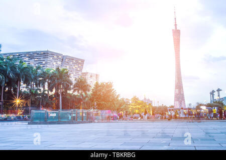 Huacheng Plaza Fernsehturm Landschaft Stockfoto