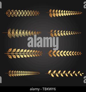Satz von verschiedenen golden Laurel Niederlassungen für Kränze Stock Vektor
