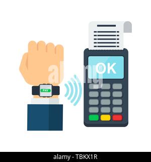 Das kontaktlose Bezahlen mit Hilfe von RFID und NFC-Technologie Stock Vektor