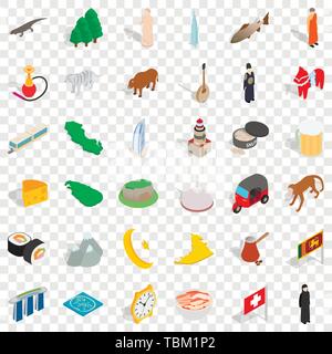 Moschee Symbole gesetzt, isometrische Stil Stock Vektor