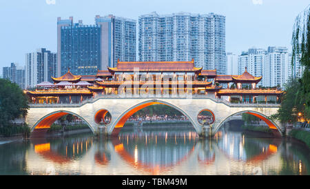 Anshun Covered Bridge in Chengdu, Sichuan Stockfoto