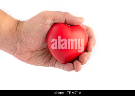 Hand und geben für die Spende an isolierten weißen Hintergrund. Gesundheitswesen und Medizinische Konzept. Stockfoto