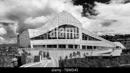 Santiago de Compostela, Spanien, 31. Mai 2019: Ciudad de la Cultura Gebäude. Stadt der Kultur von Galizien ist ein berühmter Ort in Santiago de Compostela des Stockfoto