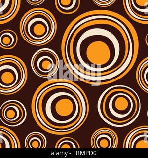Abstrakte asymmetrische Kreise nahtlose Muster. Australian aboriginal Ornament. Aborigines Malerei Stil. Doodle Skizze Stil. Minimalistischer Grafik p Stock Vektor