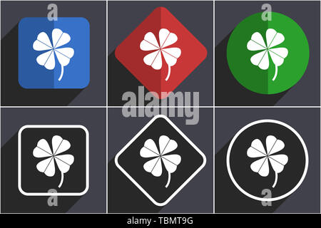 Vierblättrigen Kleeblatt Satz von flachen Design Web Icons in 6-Optionen Stockfoto