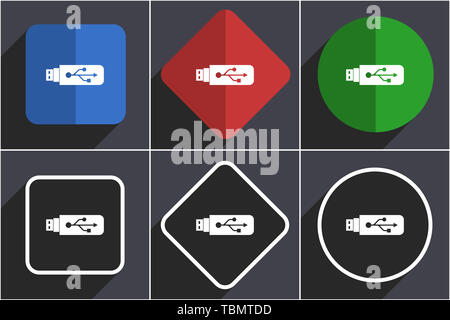 Usb-Set von flachen Design Web Icons in 6-Optionen Stockfoto