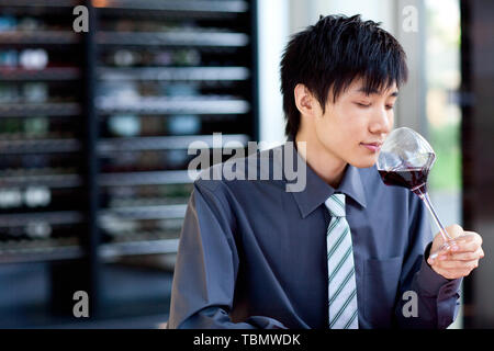 Ein Geschäft Person essen. Stockfoto