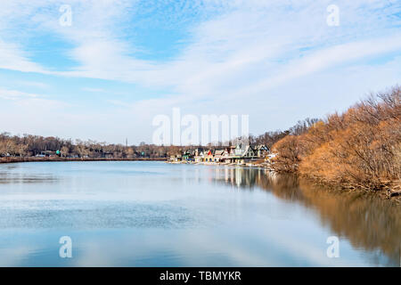 Philadelphia, Pennsylvania, USA - Dezember, 2018 - Schöne Aussicht aus Fairmount Wasserwerk Garten, Philadelphia Art Museum. Stockfoto