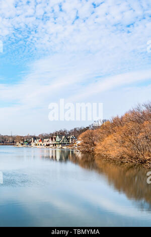 Philadelphia, Pennsylvania, USA - Dezember, 2018 - Schöne Aussicht aus Fairmount Wasserwerk Garten, Philadelphia Art Museum. Stockfoto