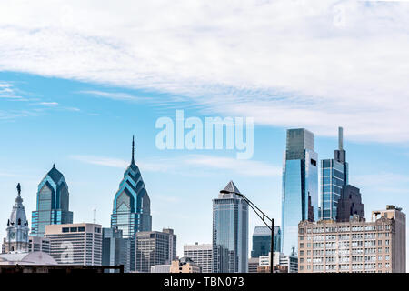 Philadelphia, Pennsylvania, USA - Dezember, 2018 - Klassische Ansicht der Skyline und der Top os die Gebäude Stockfoto