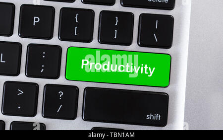 Text Produktivität auf die grüne Taste der PC-Tastatur Stockfoto