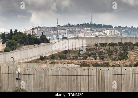 Trennmauer zwischen Israel und der West Bank Stockfoto