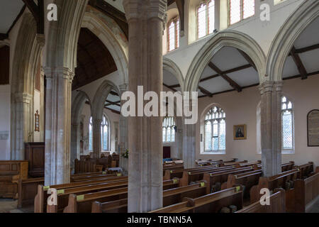 Innenraum der Kirche der Heiligen Maria, Boxford, Suffolk, England, Großbritannien Stockfoto