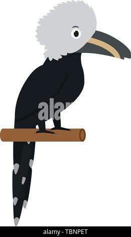 Afrikanische weiß Crested Hornbill Symbol in Flat, Afrikanische Tier Vector Illustration Stock Vektor