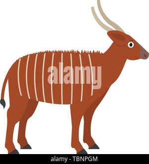 Bongo Symbol in Flat, Afrikanische Tier Vector Illustration Stock Vektor