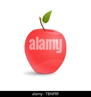 Vector Illustration eines roten Apfel mit einem grünen Blatt ist auf einem weißen Hintergrund. Stock Vektor