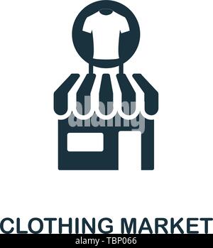 Symbol für den Bekleidungsmarkt. Kreatives Element Design aus Icons Kollektion. Pixel Perfect Clothing Market Symbol für Web-Design, Apps, Software, Print-Nutzung Stock Vektor