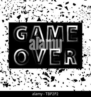 Grunge Spiel über Zeichen. Spielkonzept. Video Spiel Bildschirm. Typografie Design Poster Stockfoto